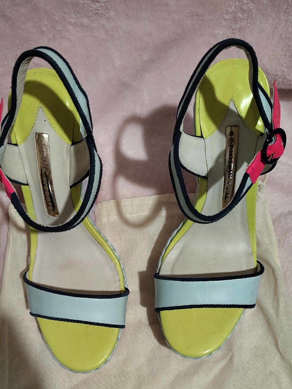 Sophia Webster Pastel Braided Platform Sandals - Blue, Yellow & Pink - Picture 5 of 10